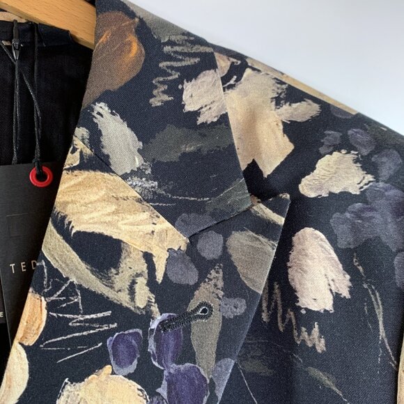 Ted Baker Cotton Jersey Floral Slim Fit Suit Jacket Men’s Size 5 (XL US) NWT - Picture 8 of 15